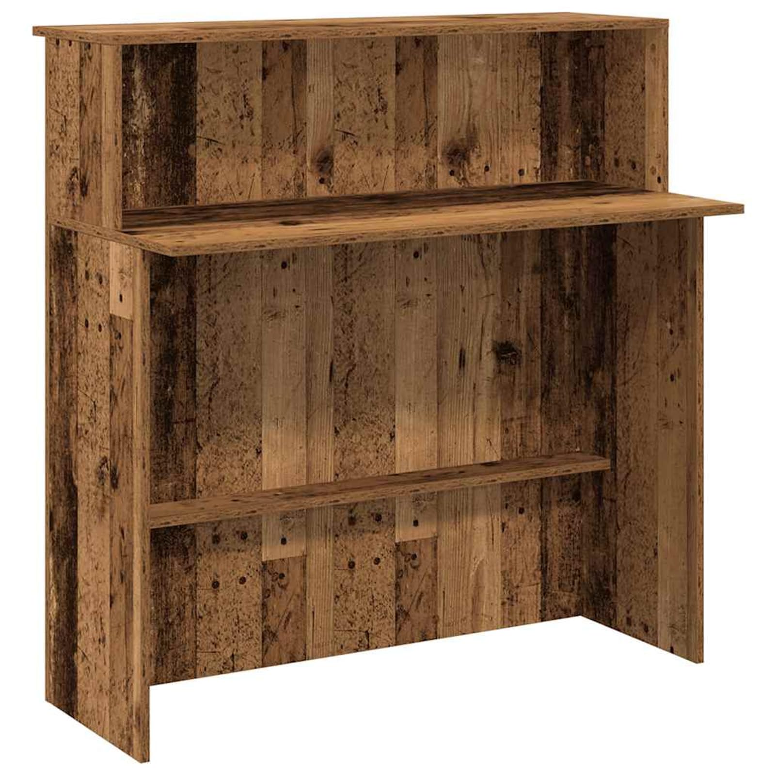 Gecheer Bancone Reception Legno Antico, Bancone Integrato con Ripiano per Archiviazione, 100x50x103,5 cm, Truciolato, per Uffici Aziendali, Hotel, Cliniche Mediche e Saloni di Bellezza