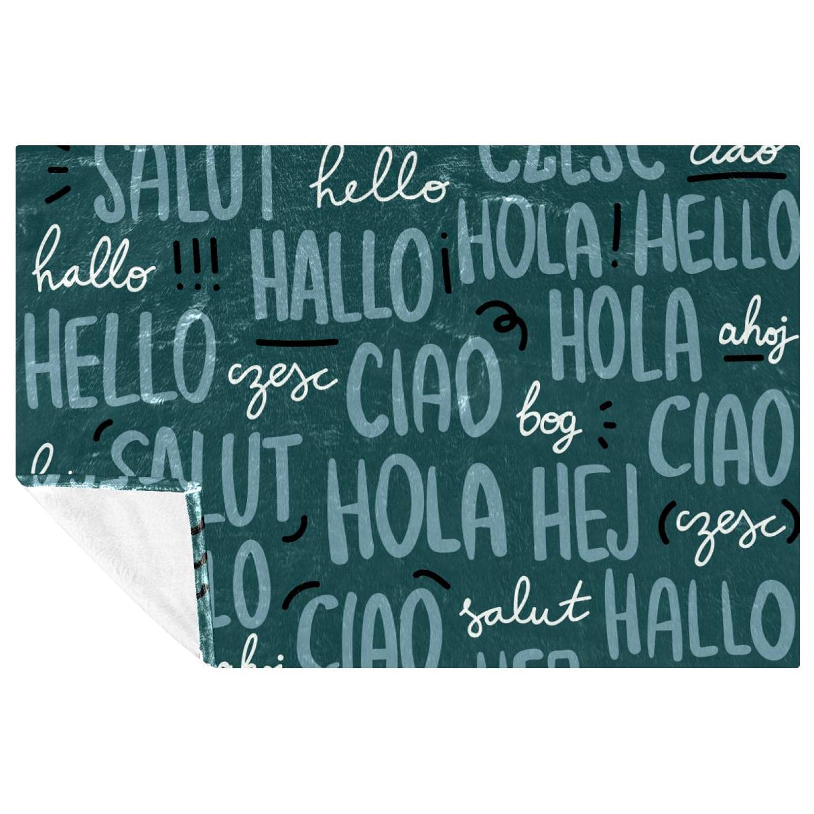 Couverture douce et chaude Hello contre le froid sur le canapé ou au lit