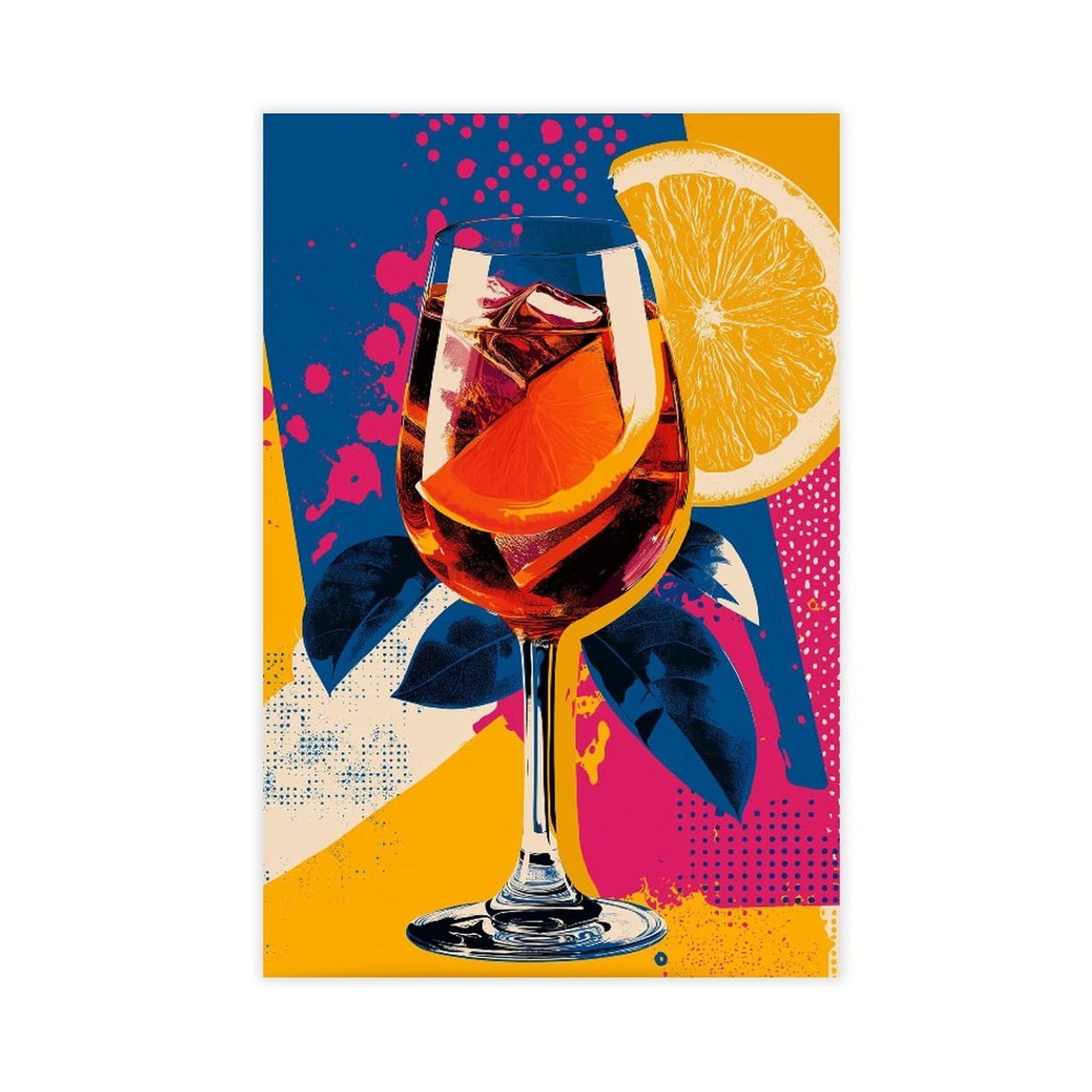 Ywtjax Unframe-Style Colourful Cocktail Poster Canvas Poster For Living Room Decor Gift