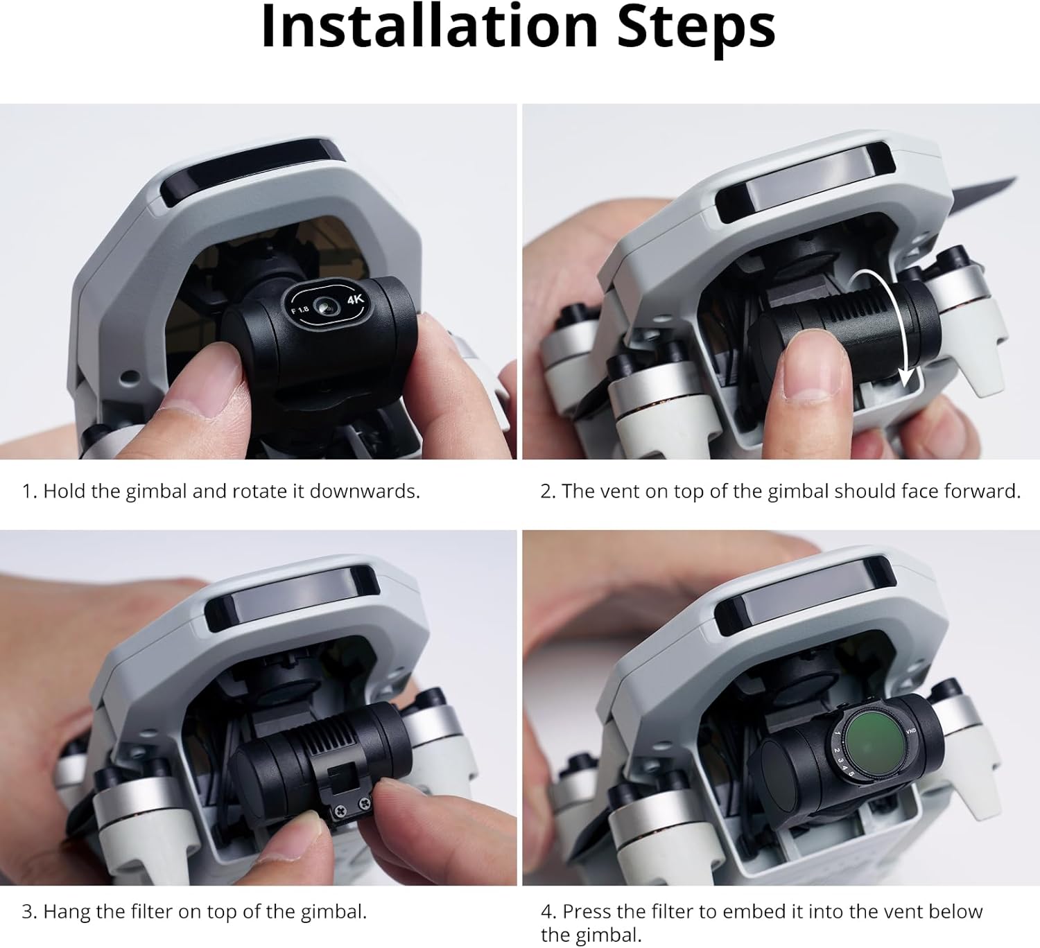 Potensic ND Filter Compatible with Atom 2 Drone, Only for F1.8 Aperture, ND2 to ND 32, 5 Stops Adjustment, Drone Lens Accessory