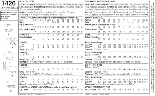 Miniatura 3 de Simplicity patrones de Creative 1426Patrón clásico 1950's brasier Tops, R5(1416182022)