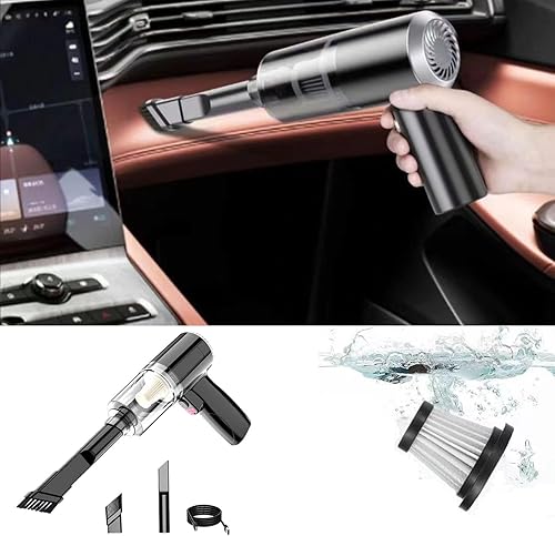 Aspiradora de mano inalámbrica, recargable y portátil con filtro lavable, alta potencia, ligera, uso húmedo y seco, aspiradora inalámbrica para