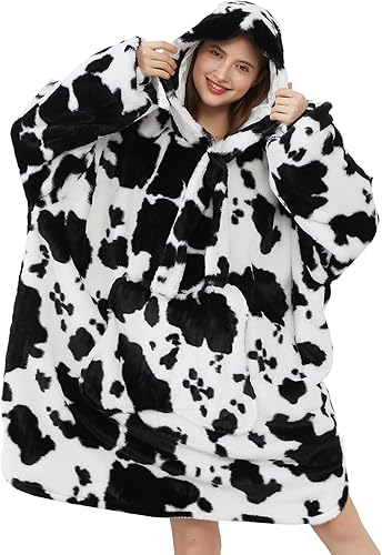 Manta con capucha, manta de gran tamaño para adultos, mujeres y hombres, súper cálida y suave, sudadera con capucha con estampado de guepardo beige,