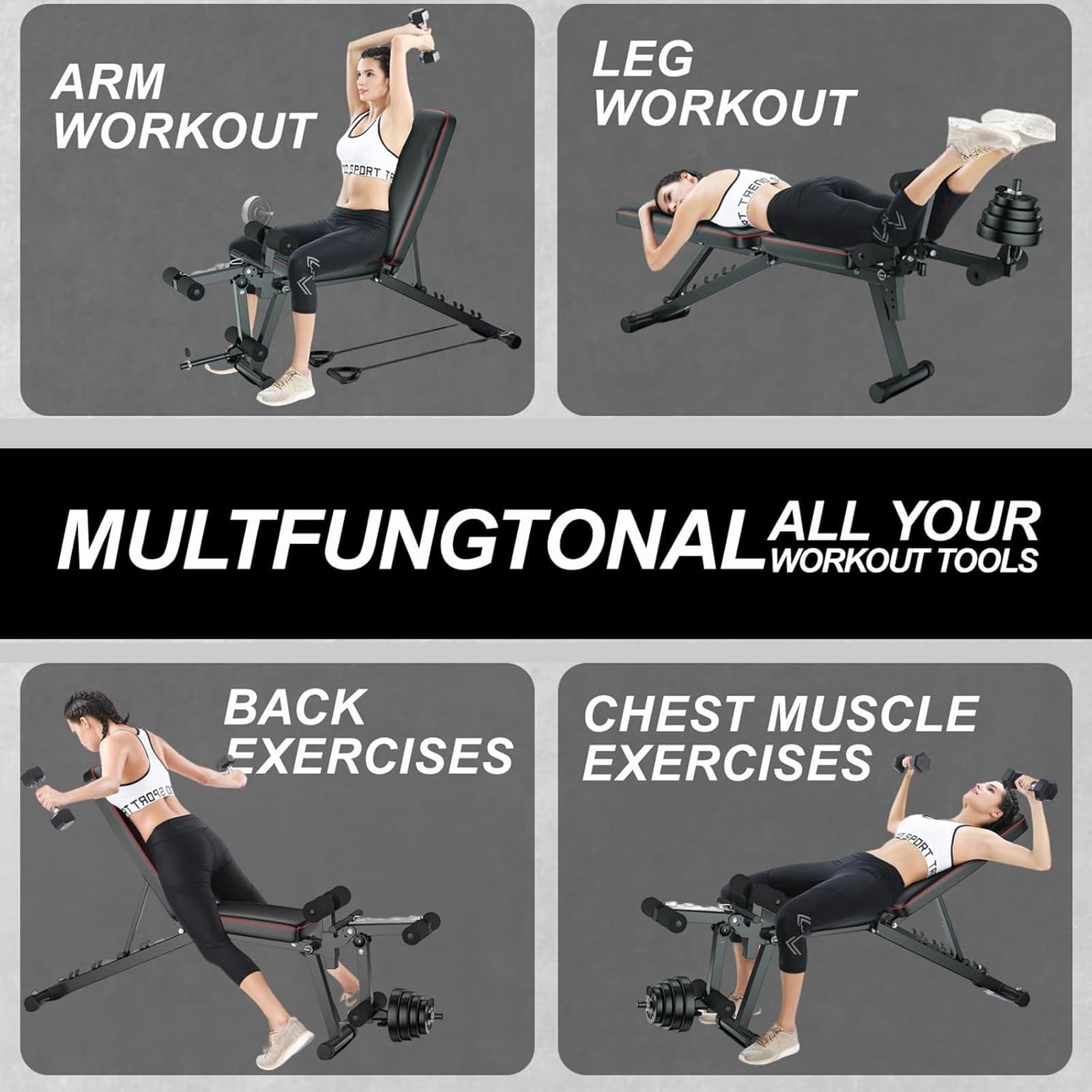 Panca Palestra Multifunzione, 7 in 1 Panca Pesi Regolabile,Panca Addominali, Panca Piana Pieghevole Fitness Adatto Per Casa E Palestra, 440 Lb Capacità Di Peso Black,162cm