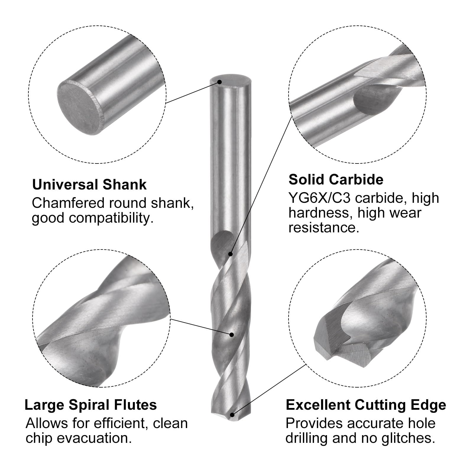 QUARKZMAN Boor van wolfraamcarbide, 6,8 mm C2/K20 Jobber-boor met