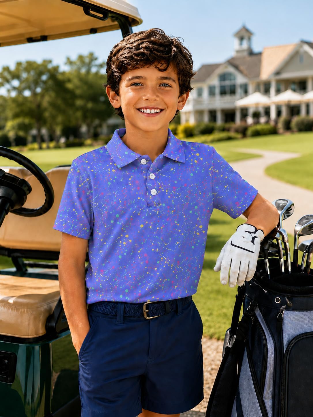 Boys Polo Shirt, Short Sleeve Collared Golf Shirt, Quick-Dry Moisture-Wicking Casual Top for School Uniform, Sizes 5-14 Years