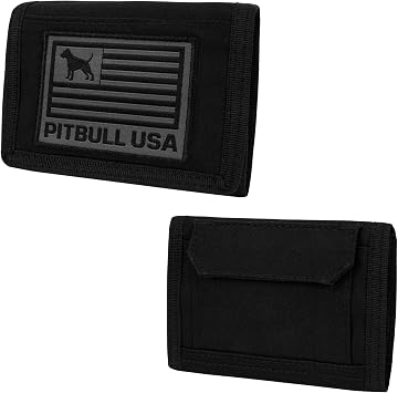 PITBULL - Mens Canvas Wallet USA, Cotton Fabric Money Bag with Logo