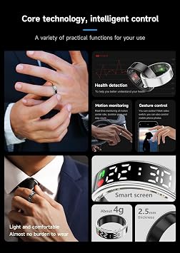 Smart Ring for Samsung IP68 Blood Oxygen Heart Rate Monitor Pedometer Calorie Counter Bluetooth Health Ring Black #8