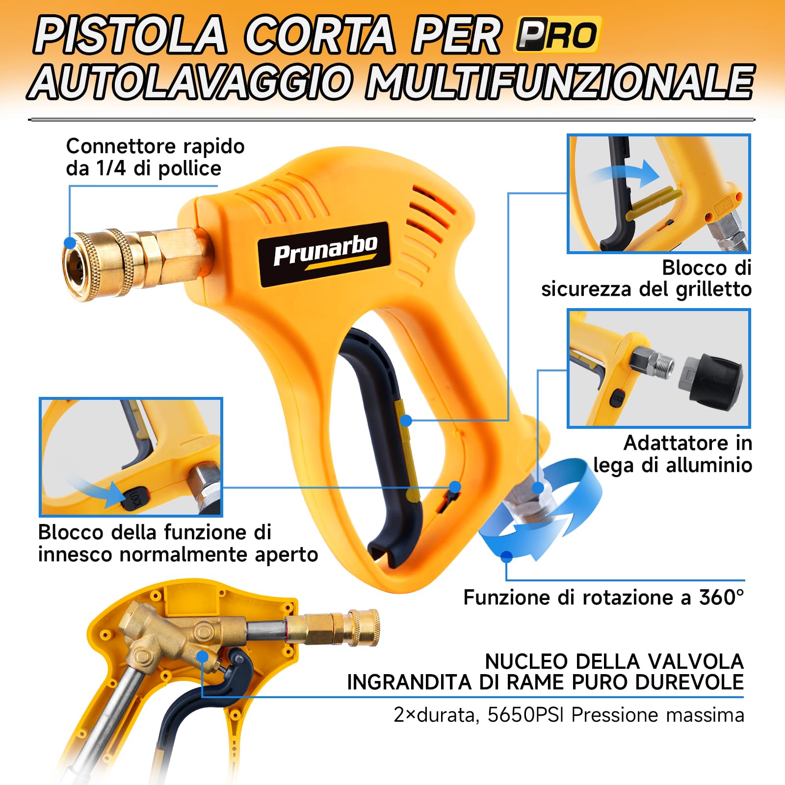 Pistola Per Idropulitrice Compatibile Con Kärcher K2-K7 | Con Cannone A Schiuma, Ideale Per Auto, Moto, Cortili E Mobili Da Giardino, Include 5 Ugelli Per Diversi Tipi Di Pulizia