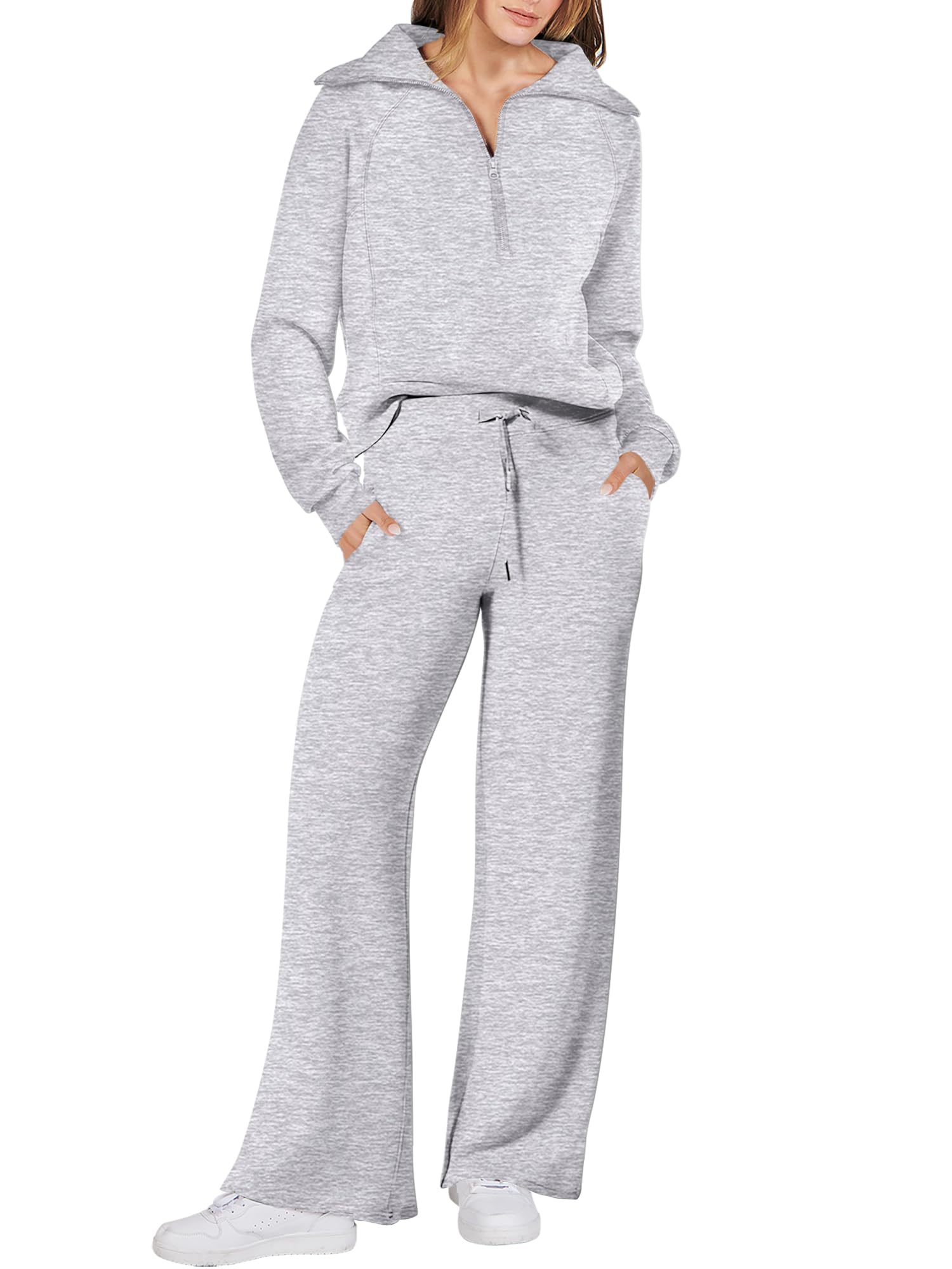 ANRABESS Women 2 Piece Outfits Sweatsuit Oversized Sweatshirt Sweatpants Tracksuit Sweat Lounge Matching Set 2024 Fall Trendy