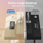 HUANUO 55″ x 26″ Electric Standing Desk with 24.4″ Large Keyboard Tray &2 Drawers, C-Clamp Mount Compatible, Adjustable Computer Desk for Office, Sit Stand Up Desk with 4 Height Presets, Light Walnut