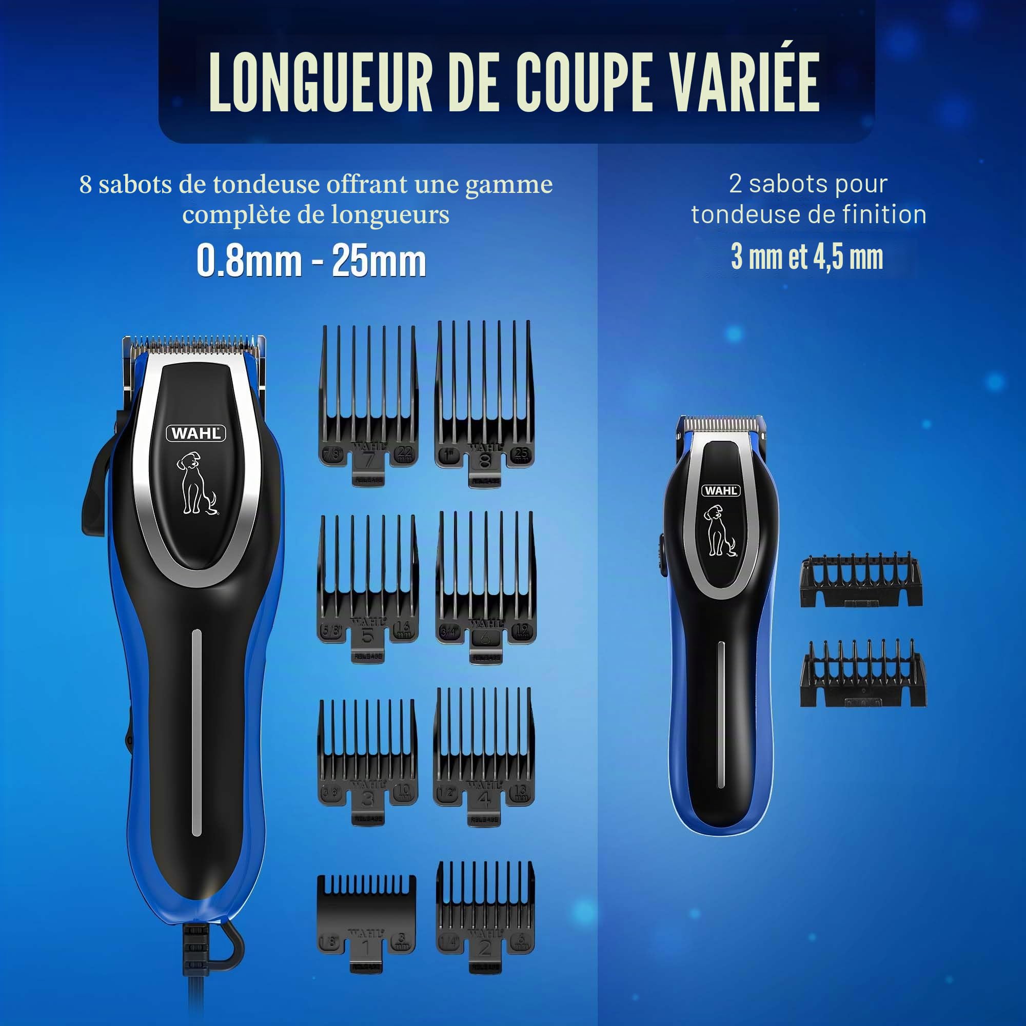 Wahl Kit complet de tondeuse et toilettage pour chiens - Tondeuse filaire à faible bruit pour animaux domestiques à la maison