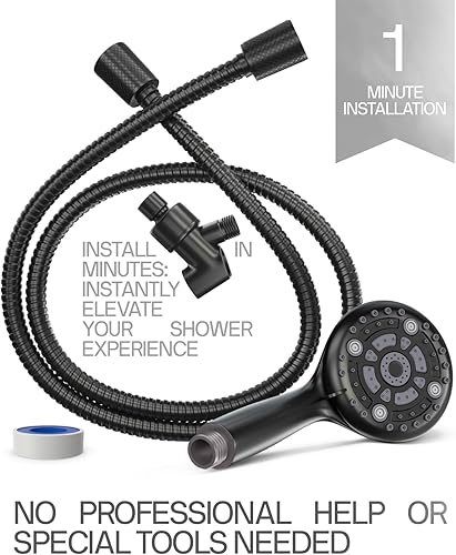 Miniatura 9 de LOKBY Cabezal de ducha de alta presión que ahorra agua con juego de mano, juego de cabezal de ducha de lluvia desmontable, 6 modos para bajo flujo,