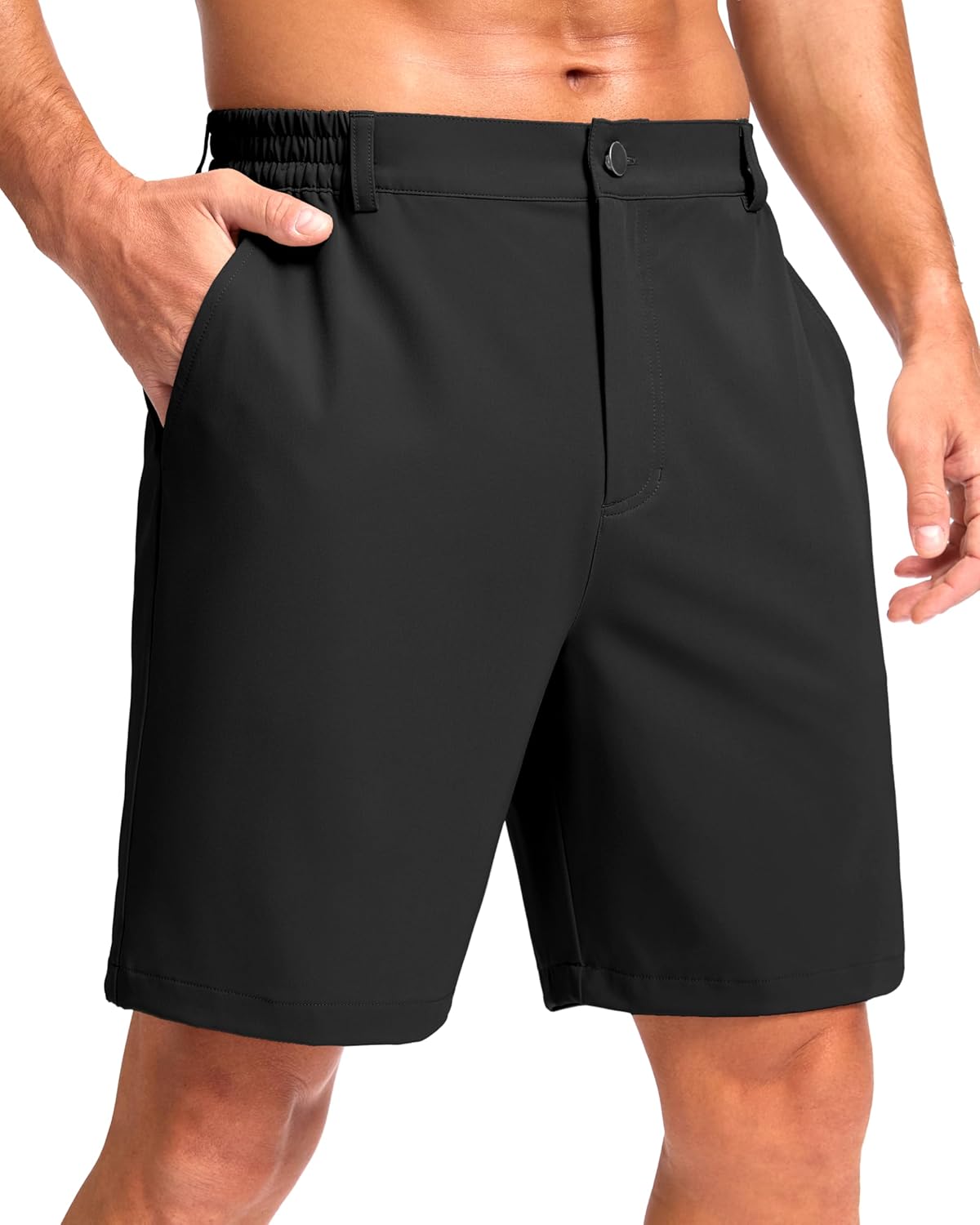 Pudolla Men's Casual Shorts 7"/9"/5" Lightweight Golf Shorts with 3 Pockets Stretch Quick Dry Comfy Work Shorts