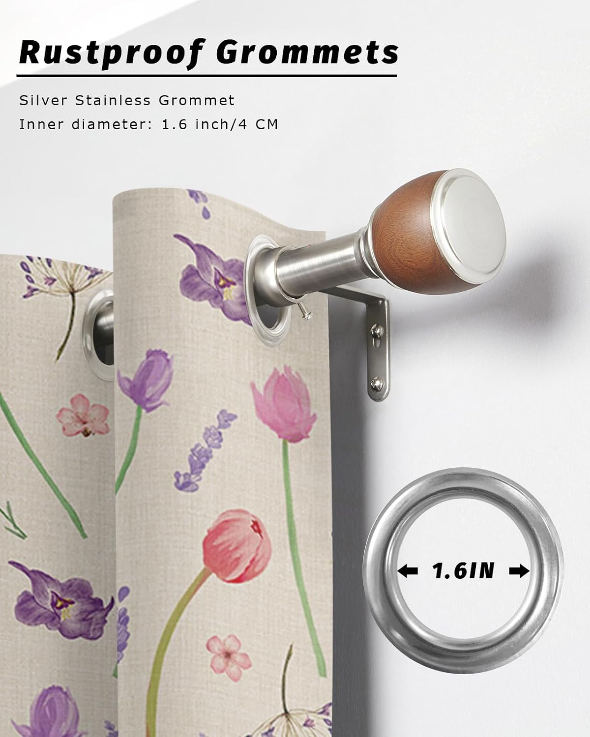 Outdoor Curtains for Patio 1 Panel Vase Tulip Lavender Florals Plants Waterproof Privacy Outside Curtain Sun Blocking Grommet Blackout Drapes for Porch Gazebo Pergolas Balcony 52x95 Inch