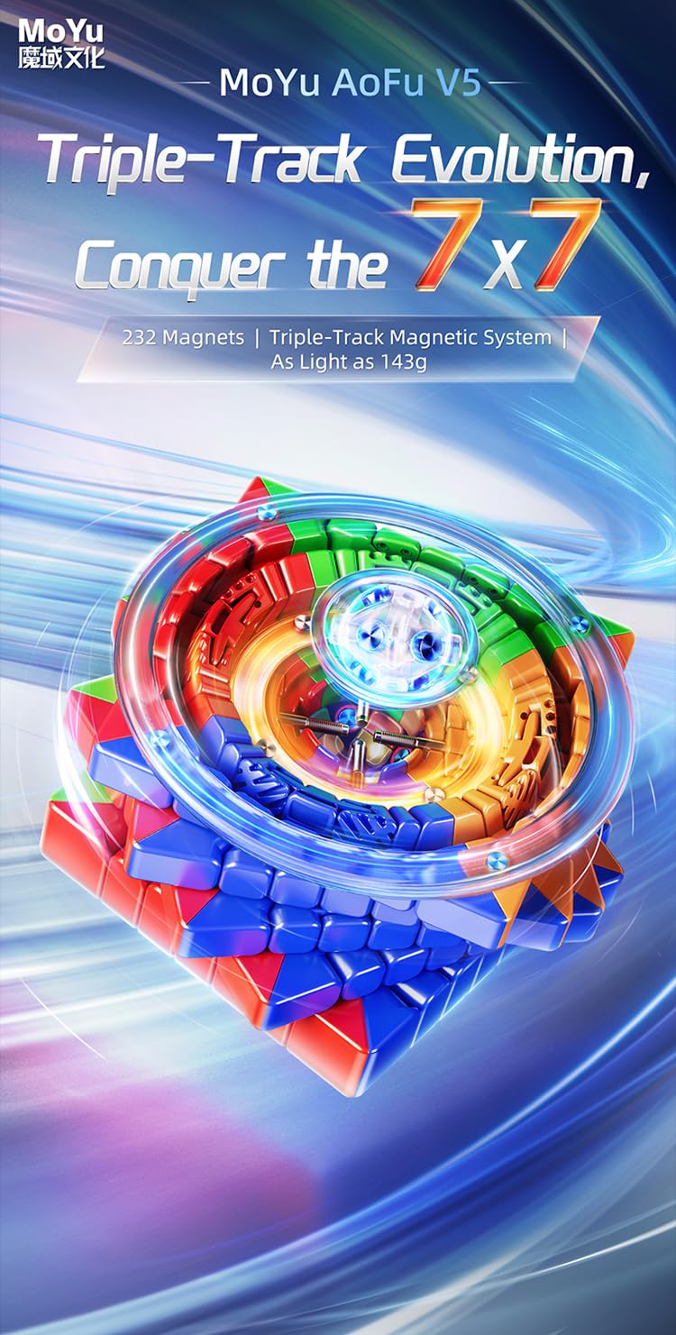 MoYu AoFu V5 Triple Track Magnetic 7x7 Speed kostka Rubika AoFu WRM V5 7x7 Triple-Track 232 magnesy Magic Stickerless Puzzle Cube