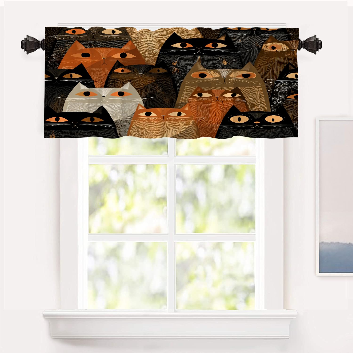 Shrahala Landscape Trees Kitchen Valances Half Window Curtain, Blue Christmas Winter Xmas Cold Snowy Morning ICY Kitchen Valance for Window Ink Printing Kitchen Valances for Kitchen Decor 52x18 inch — image 1