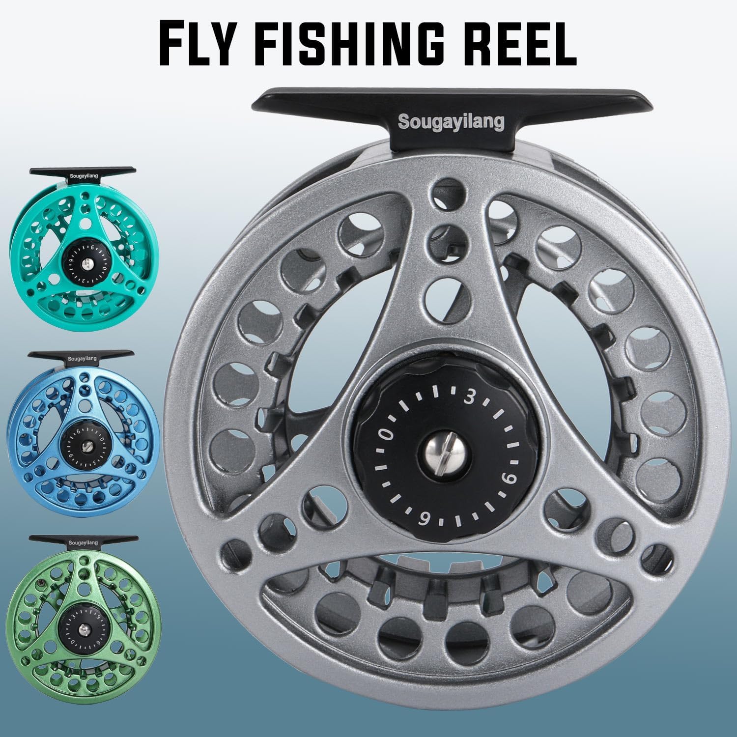 Sougayilang Fly Fishing Reel, Die Cast Aluminum Fly Reel, 5/6, 7/8, Weight Saltwater Fly Reels, 5/6, 7/8, Weight Saltwater Fly Reels
