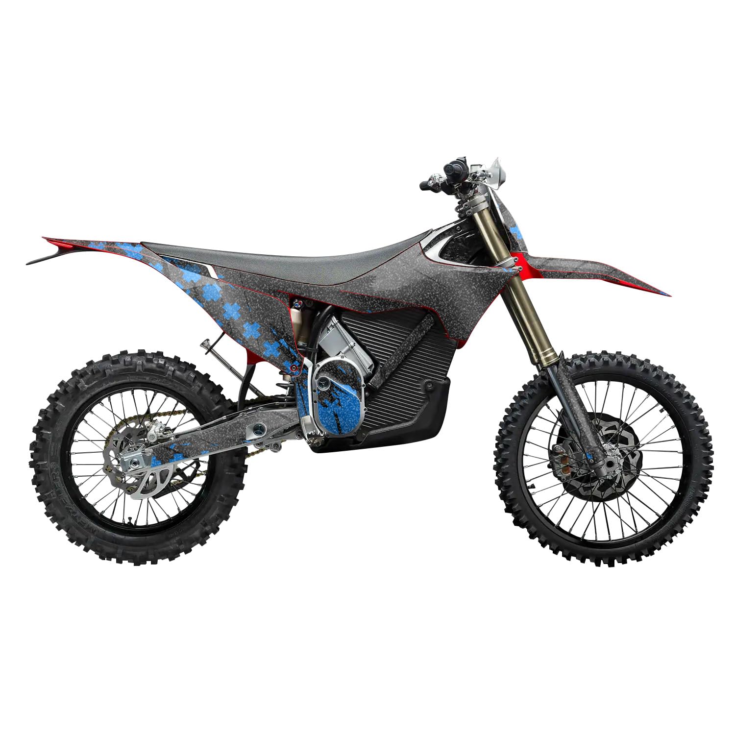 Glossy Glitter Stark Varg MX 2023-2025 Graphics Kit Wrap - Grunge Cross Blue - Varg MX Skin - Premium 3M Vinyl Protective Wrap Decal Cover - Easy to Apply | Crafted in The USA by MightySkins
