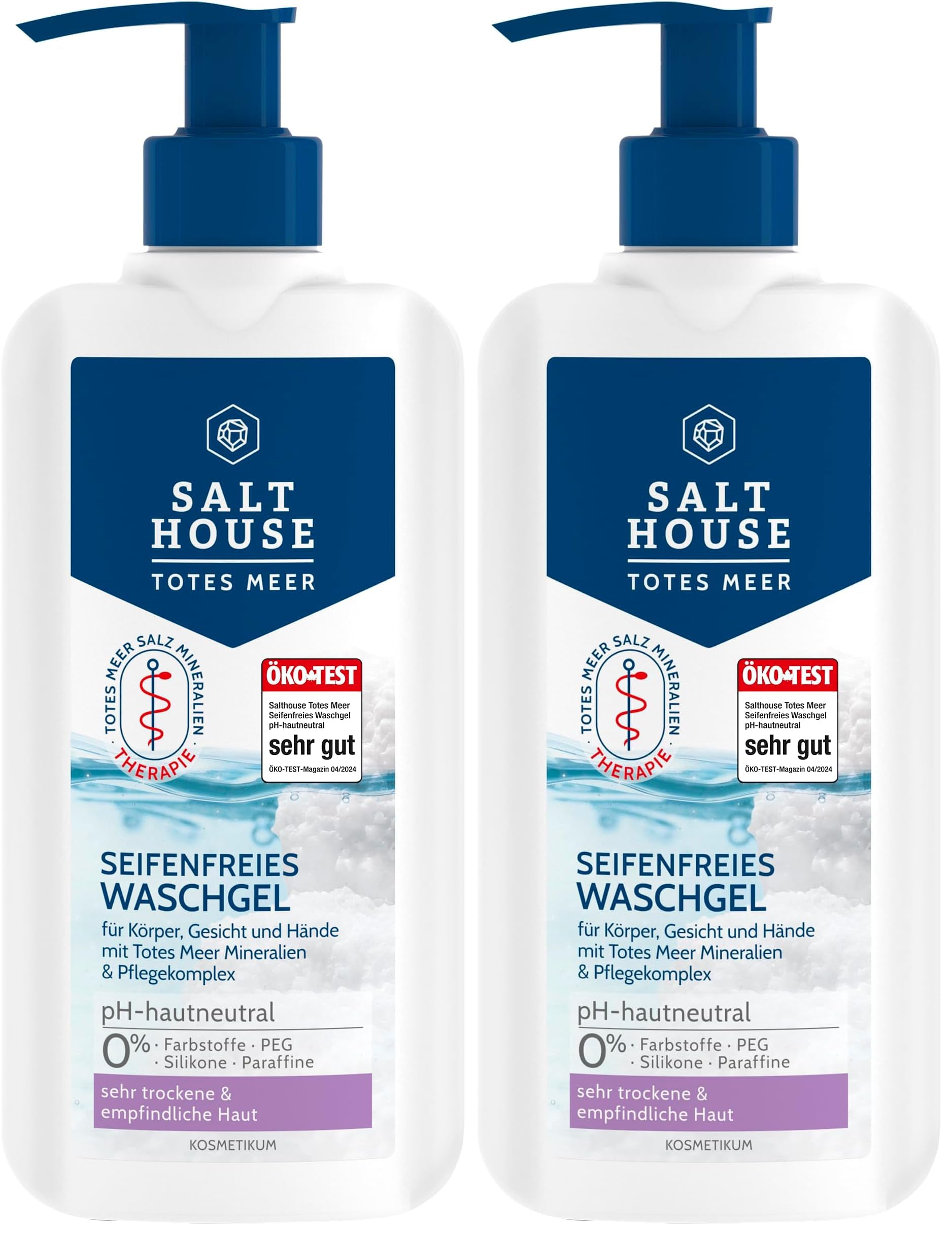 Salthouse Totes Meer Therapie Seifenfreies Waschgel, mit Jojobaöl und Urea, für Körper, Gesicht & Hände, 250ml (Packung mit 2)