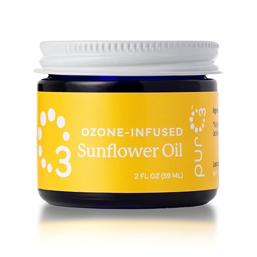 PurO3 Ozonated Sunflower Oil – Pure, Natural, Organic Skincare for Face & Body – Oxygenated Healing Lotion, Moisturizer & Beauty Cream in a Glass