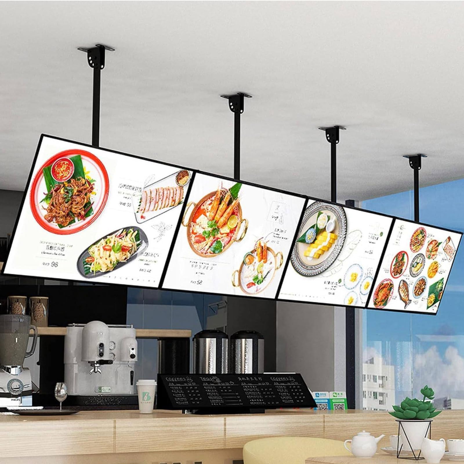 Schermo pubblicitario a LED per ristoranti, menu digitale e display con retroilluminazione, insegna elettronica, pannello TV per pareti in caffè e negozi 3 pezzi - 50x80 cm/19,69x31,50 pollici (4