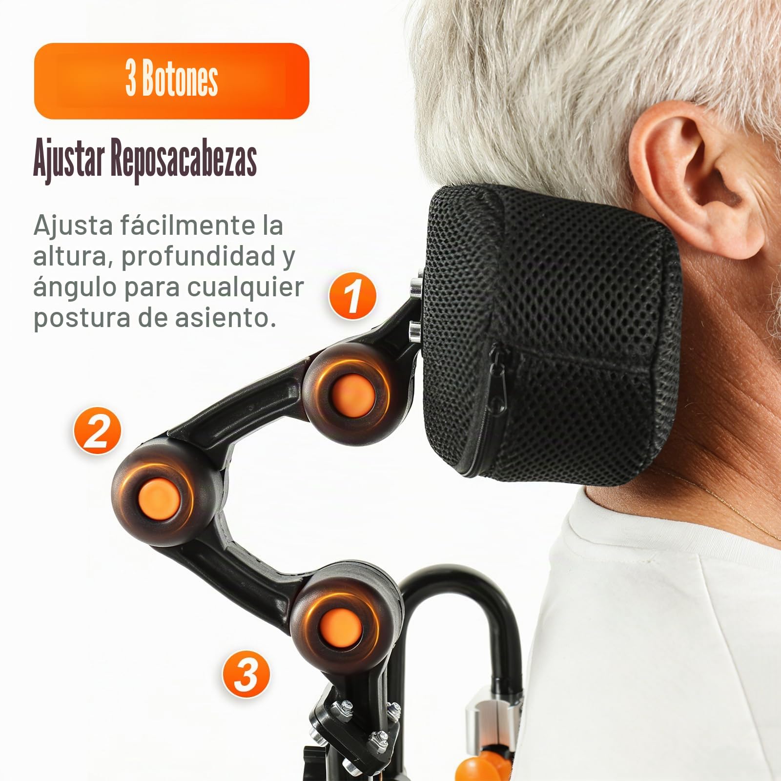 Reposacabezas Ajustable para Silla de Ruedas,Soporte para el Cuello,Se Adapta a la mayoría de Las sillas de Ruedas manuales Disponibles en el Mercado,para Personas Mayores y discapacitadas