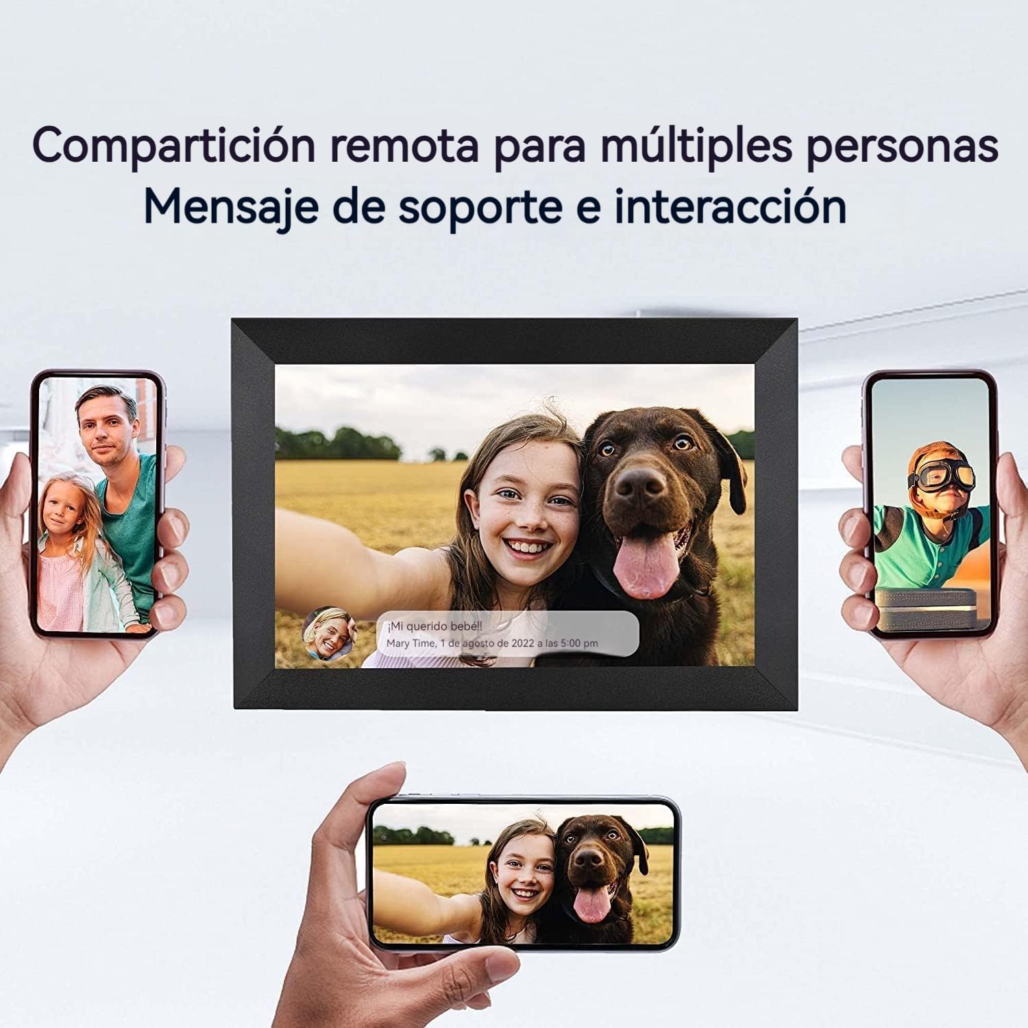 Marco de Fotos Digital - WiFi 10.1'' 32GB IPS Marco Digital | Pantalla Táctil | 1280x800P | Rotación Automática | Comparta Imagen y Videos a Través de la App | Montar en la Pared