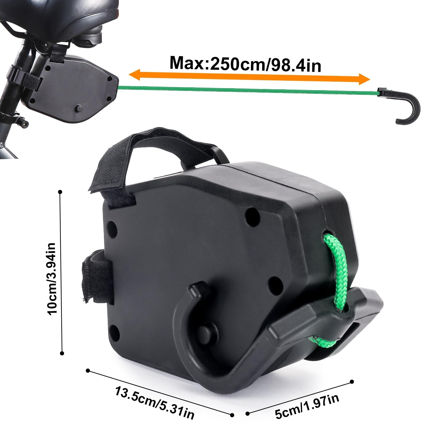 Sangles de Remorquage Rétractable 2,5 m 225 kg pour Vélo