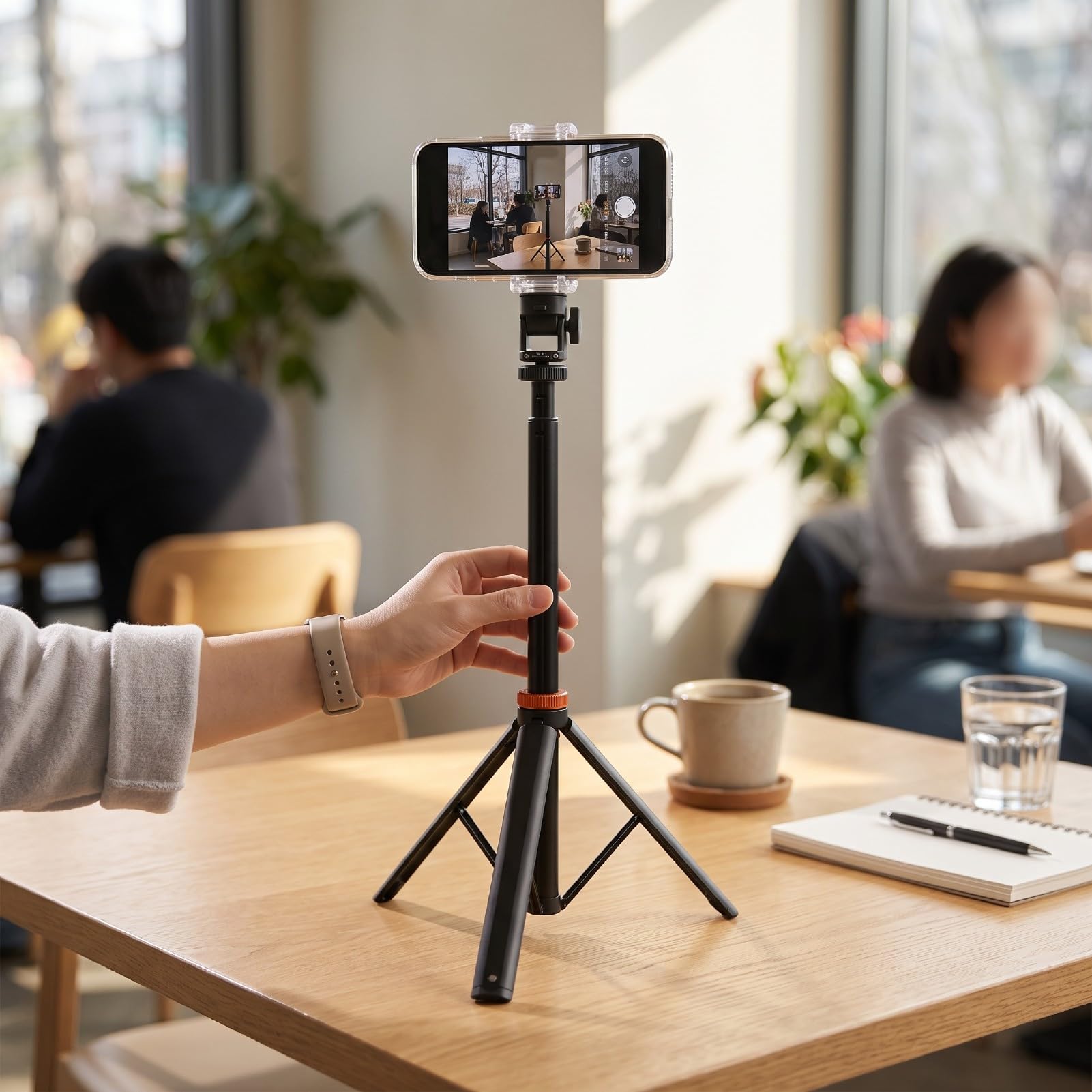 GOWENIC Treppiede per Fotocamera Allungabile da 6,99 Piedi | Altezza 6,99 Piedi, Spazio di Archiviazione da 16,54 Pollici, Blocco Rapido, Lega di Alluminio + ABS, Filettatura da 1/4 di