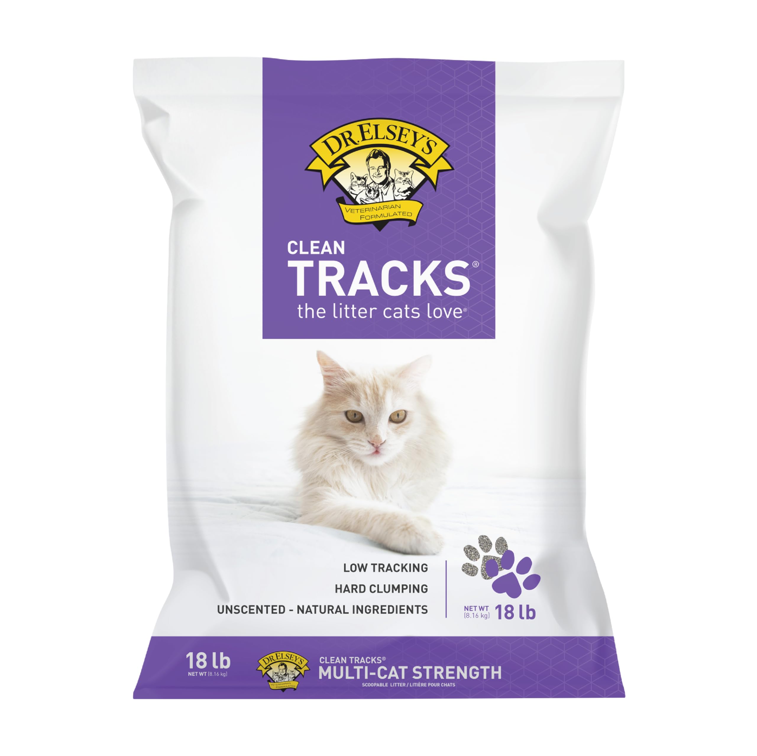 Cat Litter - Premium Unscented Cat Litter w/Natural Ingredients - Low Dust & Low Tracking Multi Cat Litter - Superior Odor Control Cat Litter - Hard Clumping Clay Cat Litter (18lbs)