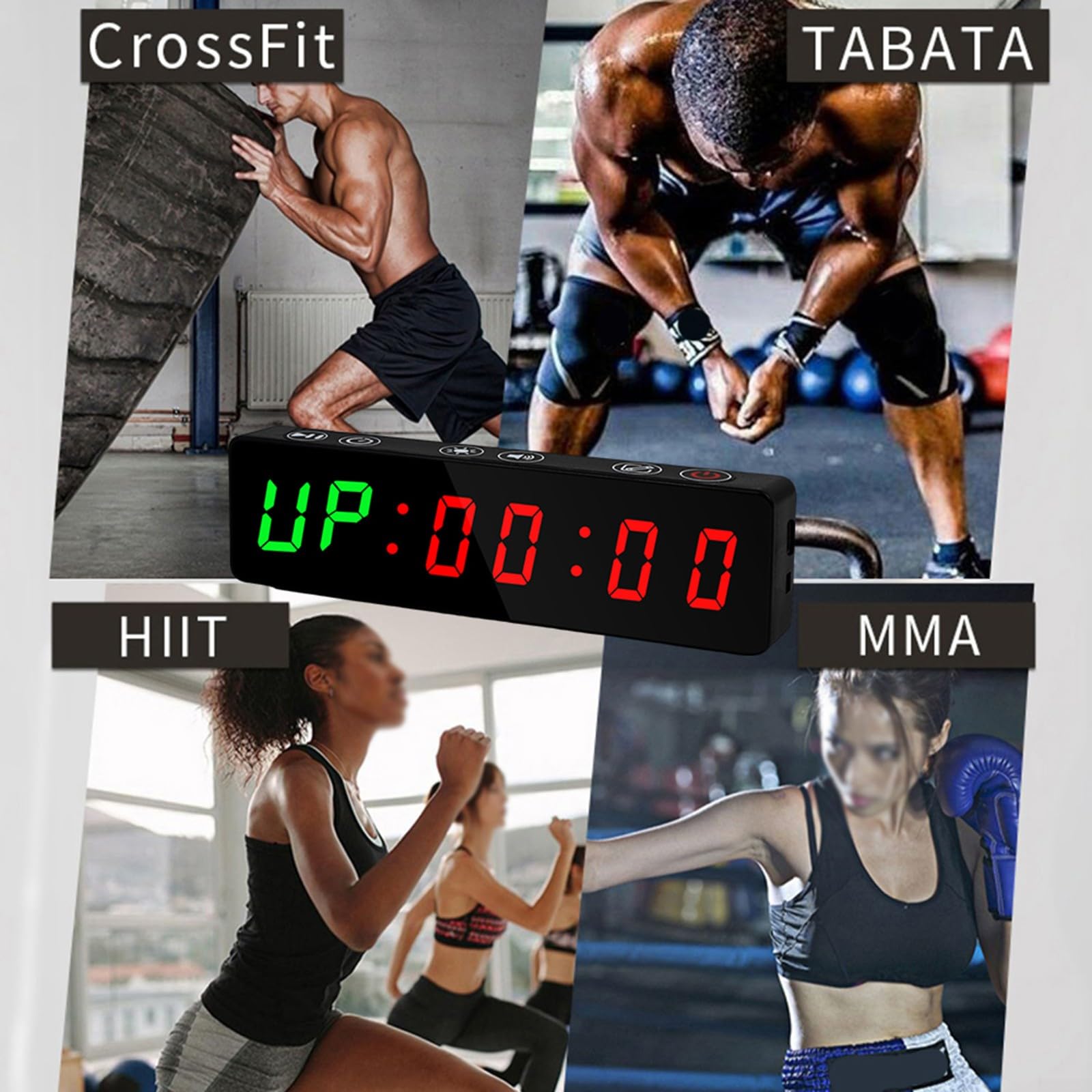 DAZZLEEX Timer da palestra, timer magnetico per sport, palestra, fitness, display anti vertigini, per palestra, yoga, pesi e sport all'aria aperta (verde rosso)