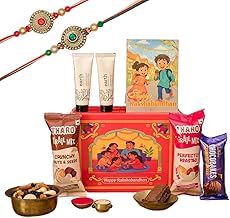 Gifticon Rakshabandhan for Brother with Chocolates Hamper Combo Pack of 2 Rakhi ,2 Celebrations chocolate Trail MIx, 1 chocobakes cake , 1 kimirika Earth Body lotion & Body Wash each, Pack Roli Chawal Card Hamper | IB50-3R-KCHV-SPRLPNDL-CLSCMOR