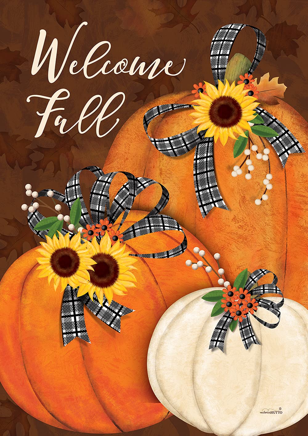 Toland Home Garden 1112569 Pumpkin Greetings Fall Garden Flag 12x18 Inch Double Sided for Outdoor House Yard Decoration