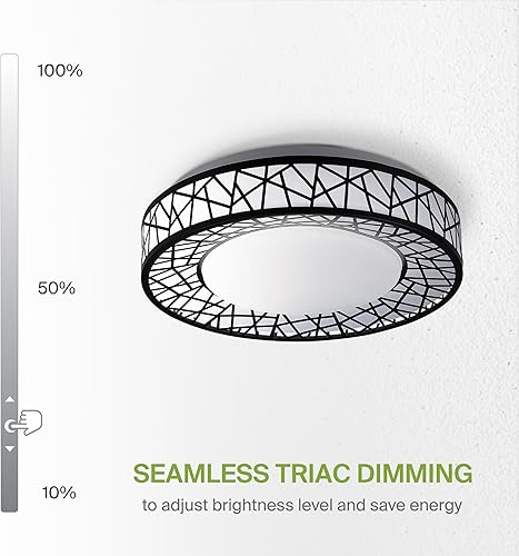Miniatura 8 de ASD Lámpara de techo inteligente RGBW de 12 pulgadas con control remoto, color negro mate de 20 W, 120 V, 2700-6500 K, regulable, control de