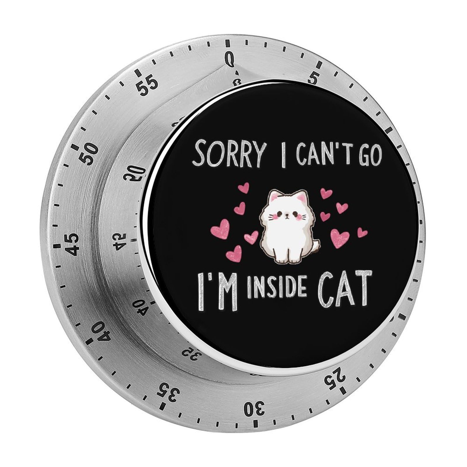 Sorry I Can’t Go I’m an Inside Cat Mechanical Timer with Alarm for Kitchen Cooking Productivity Stainless Steel Timers