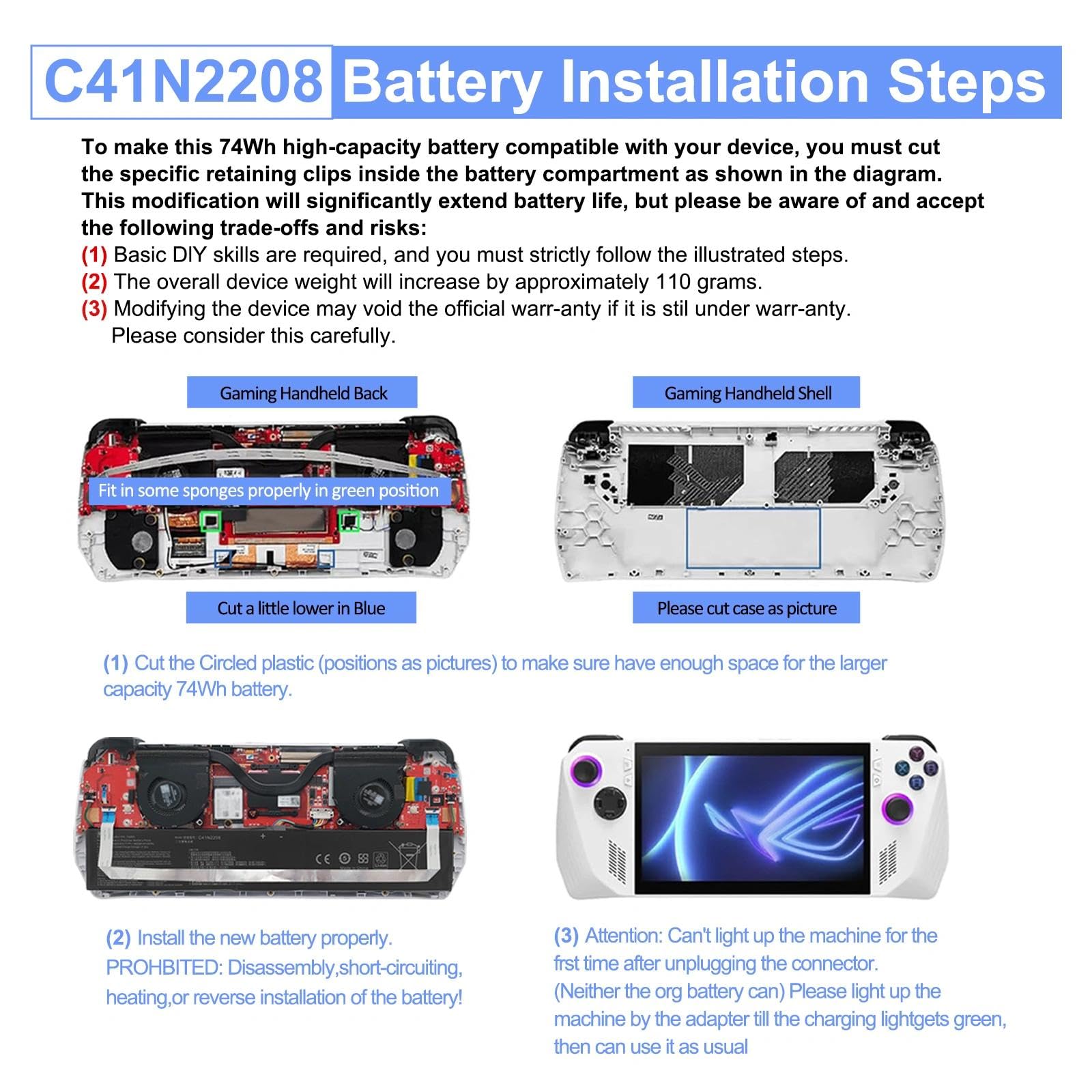 Batterie Portable 40 Wh pour ASUS ROG Ally - C41N2208 15,4 V