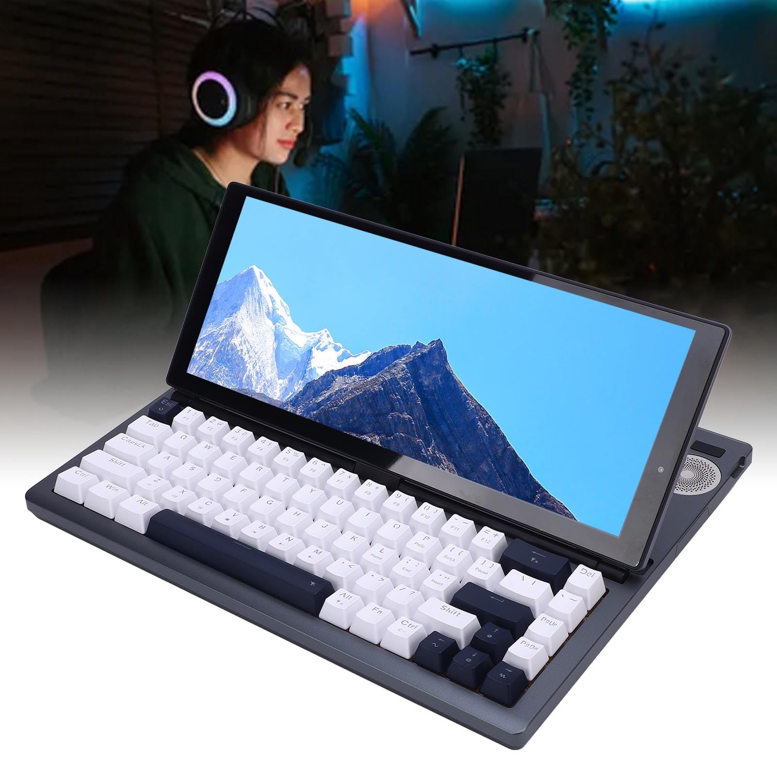 Mechanische Tastatur für Touchscreen -Spiele, 68 Tasten Tragbare USB -Kabel -RGB -Backbeleuchtungstastatur mit 12,3 -Zoll -Bildschirm, Stecker und Spiel für Android und Mehr