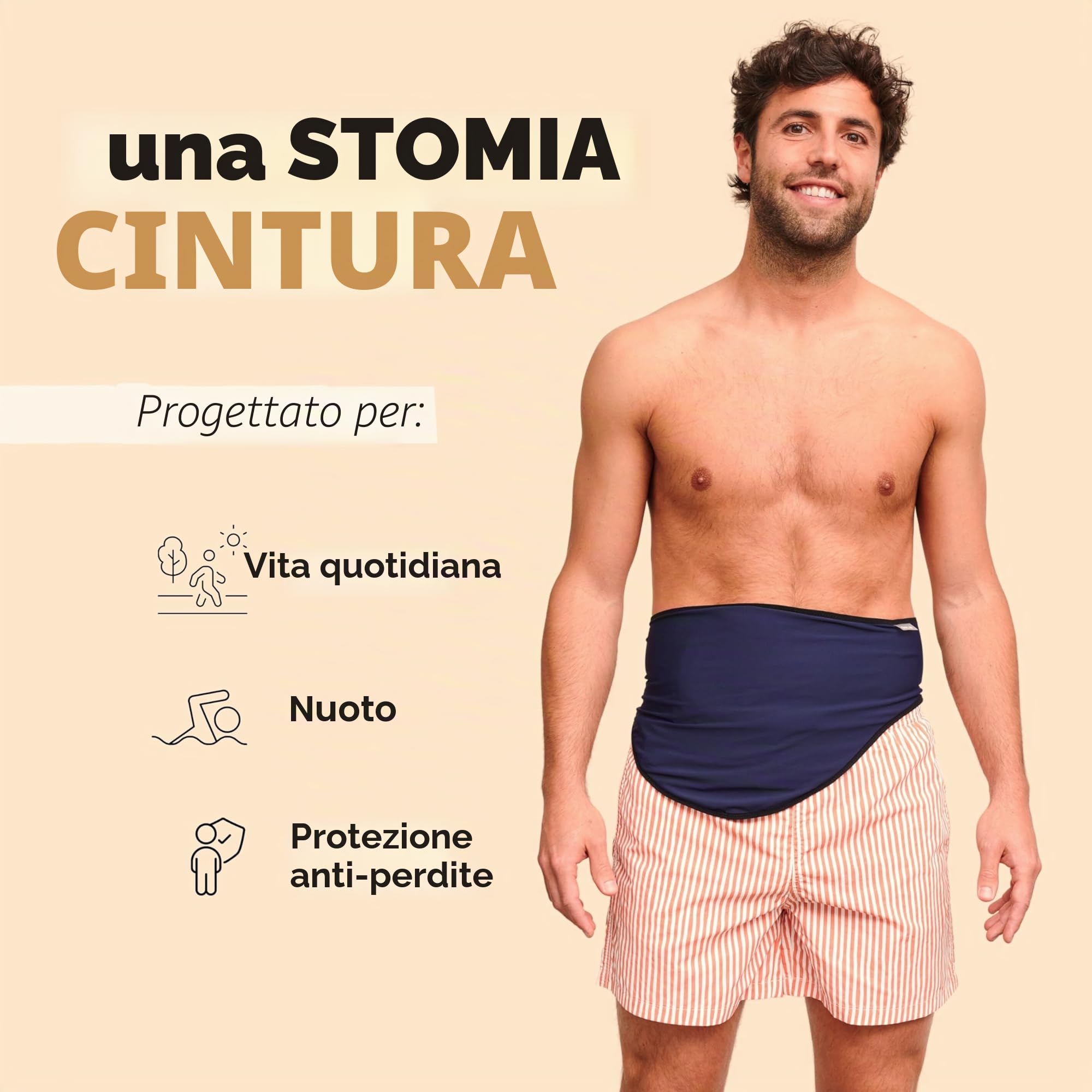SIIL Cintura per stomia Blue + Protezione dello stoma | PROTEZIONE TOTALE per la tua sacca per stomia | Coperture per sacche ileostomiche e colostomiche | Prodotto in Europa (Medium)