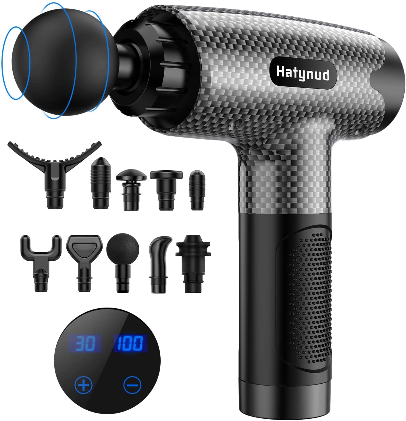 Massage Gun Deep Tissue Massage Gun for Athletes, Percussion Muscle Massager Gun for Pain Relief, Handheld Electric Massager for Back Neck Body Muscle Massage, 10 Massage Heads 30 Speeds LCD Screen