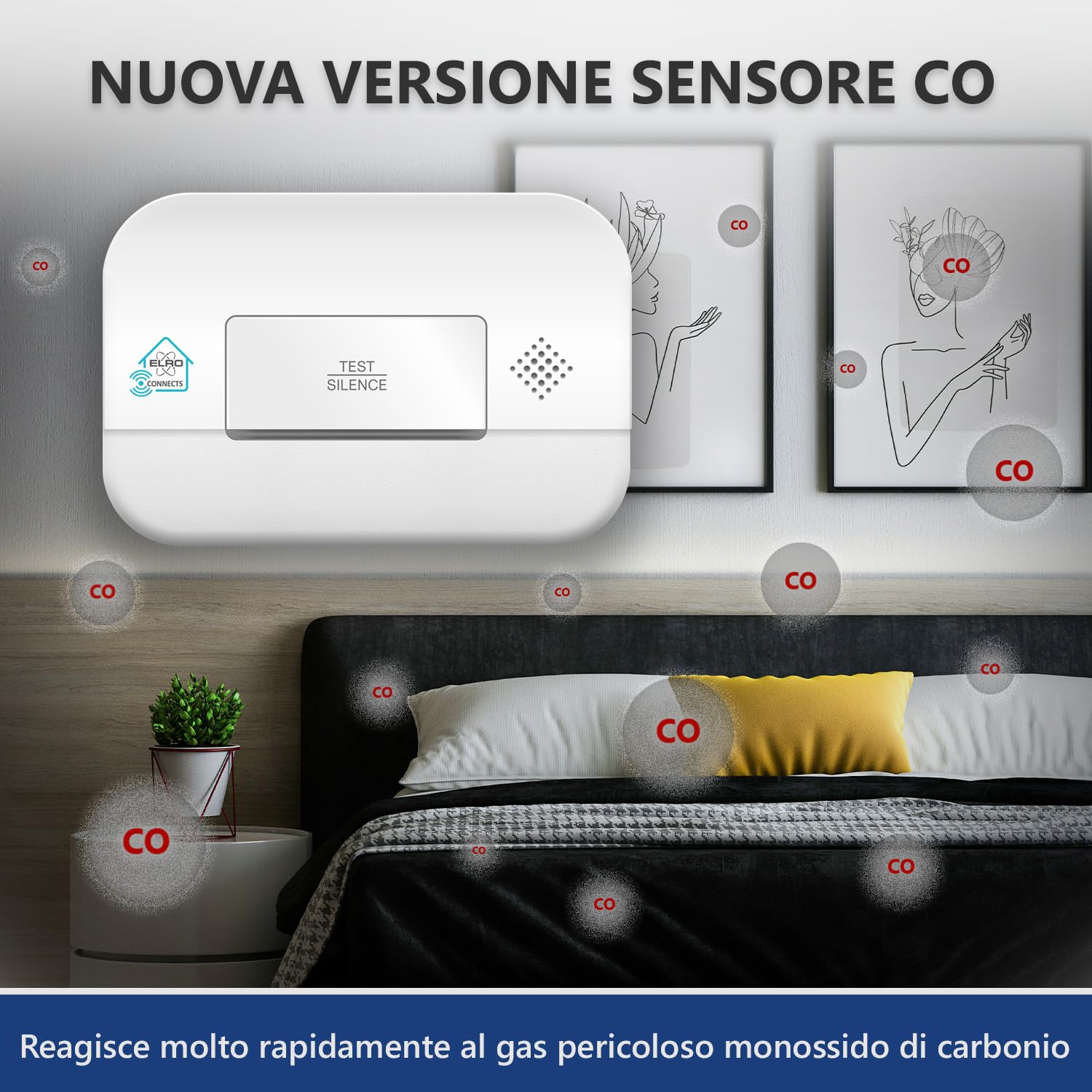 ELRO FC4902R | Rilevatore di Monossido di Carbonio Collegabile Wireless | Sensore da 10 Anni | Conforme alla Normativa Europea EN50291 | Bianco | 1 pezzo