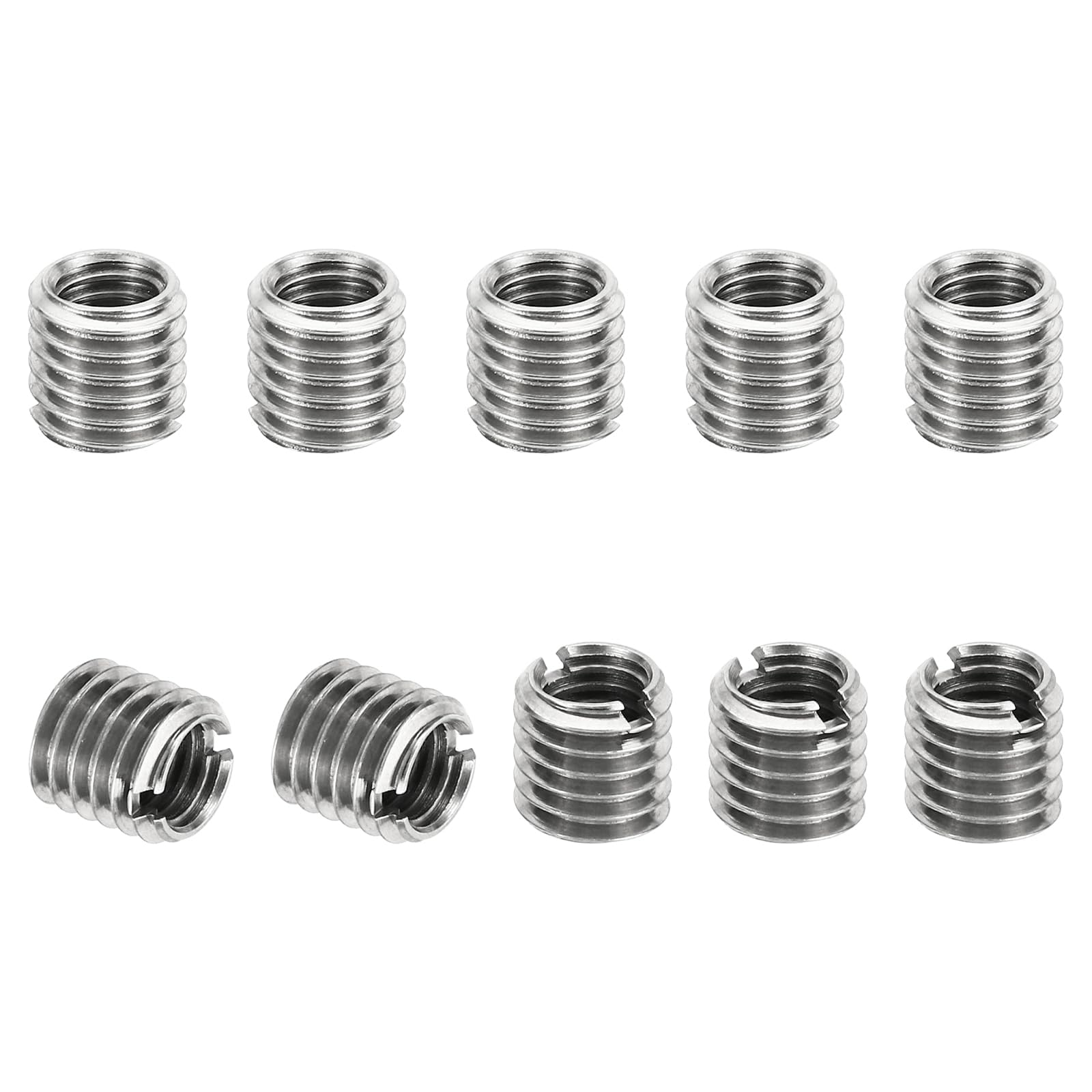 TOP-VIGOR 10 Pcs Thread Adapters Sleeve Reducing Nut, M8 x 1.25 Male to M6 x 1 Female Repairing Insert Nut Screw Reducer 303 Stainless Steel for Metal & Automotive Fixes (8mm Long)