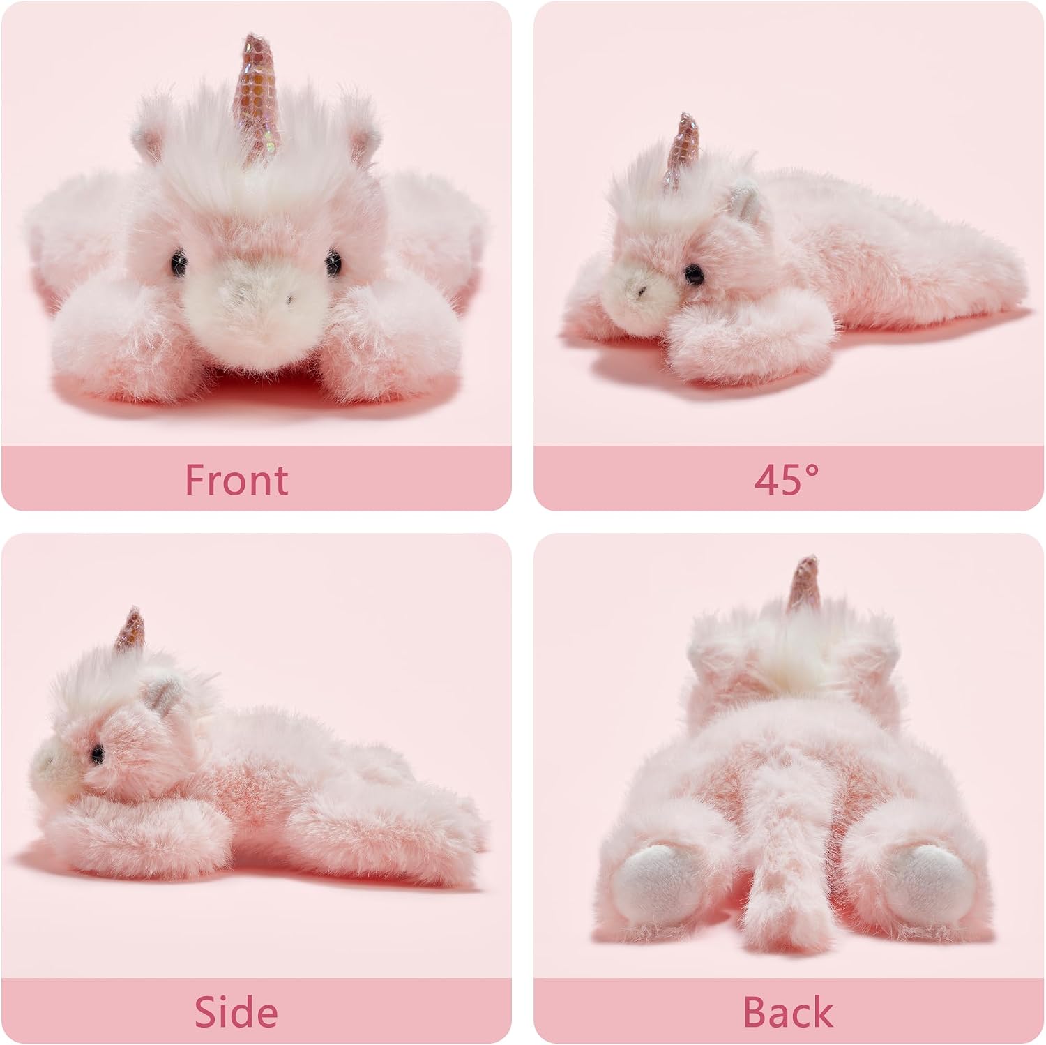 Niceup 7in Unicorn Matching Stuffed Animals for Little Girls Twins Sisters Unicorn Stuffy Weighted Plush Toys (Pink and White, 2-Pack)