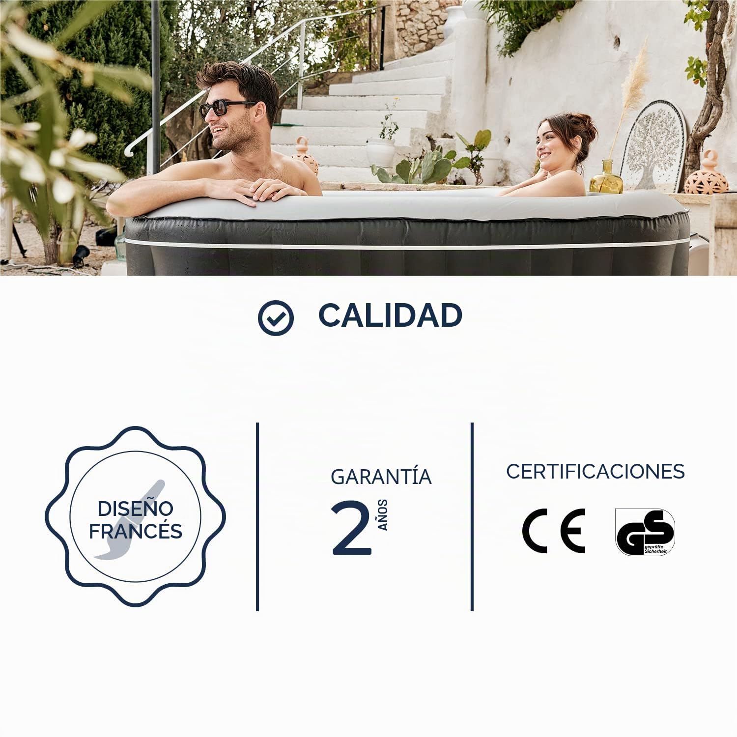 NETSPA Aspen SP-ASP130E – SPA Hinchable – 4 plazas – 700L – Dimensión 168 x 70 cm – Exterior de PVC Laminado de Piel sintética – Boquillas de Masaje 360° – Blower 650W – Forro Interior Perla