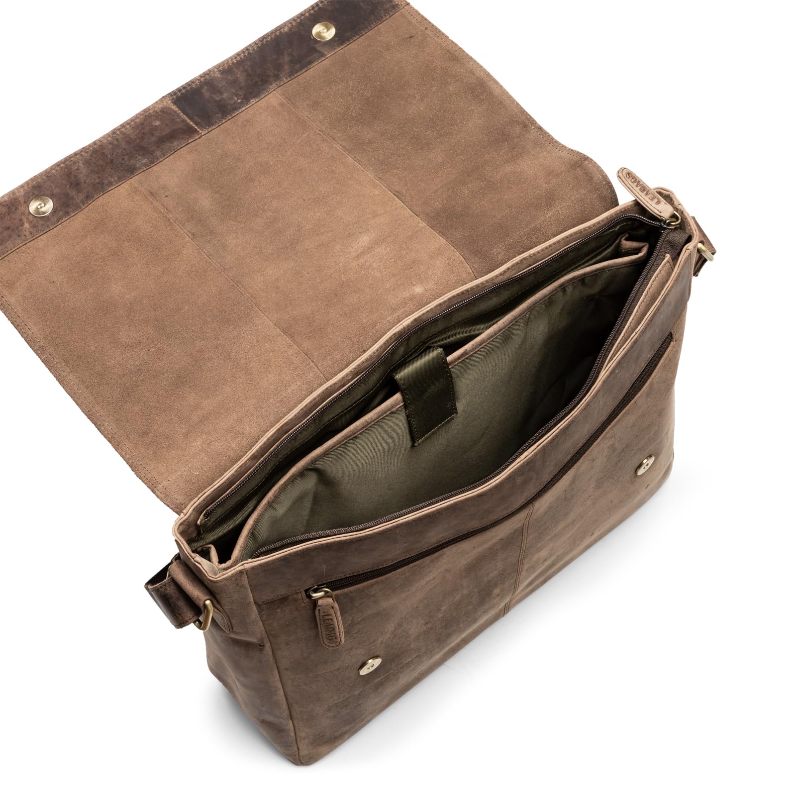 LEABAGS Messenger Bag, Acapulco Echtleder Aktentasche Herren & Damen, Leder Laptoptasche bis 15 Zoll, Umhängetasche mit Schultergurt 39 x 30 x 11 cm