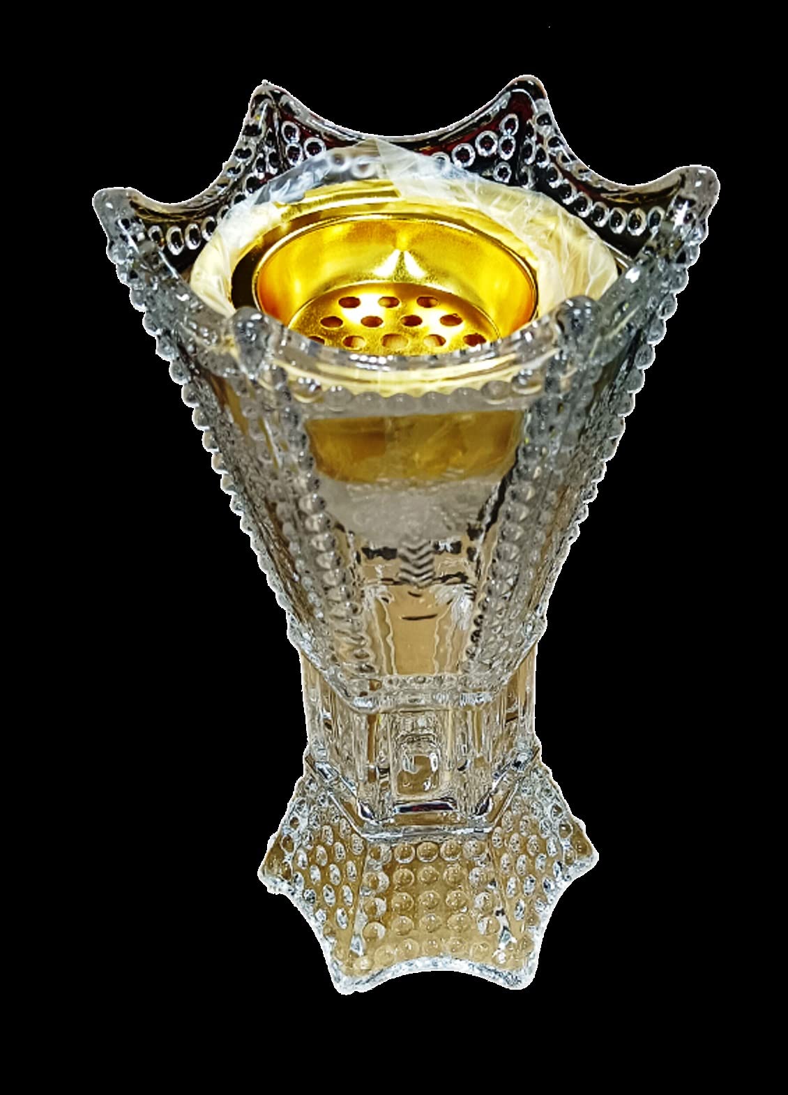 ALSAQER Luxury Crystal Arabic Incence Burner Bakhoor Burner Madkhan Metal with Glass Holder Multicolours, Multicolor, BGH-CR01