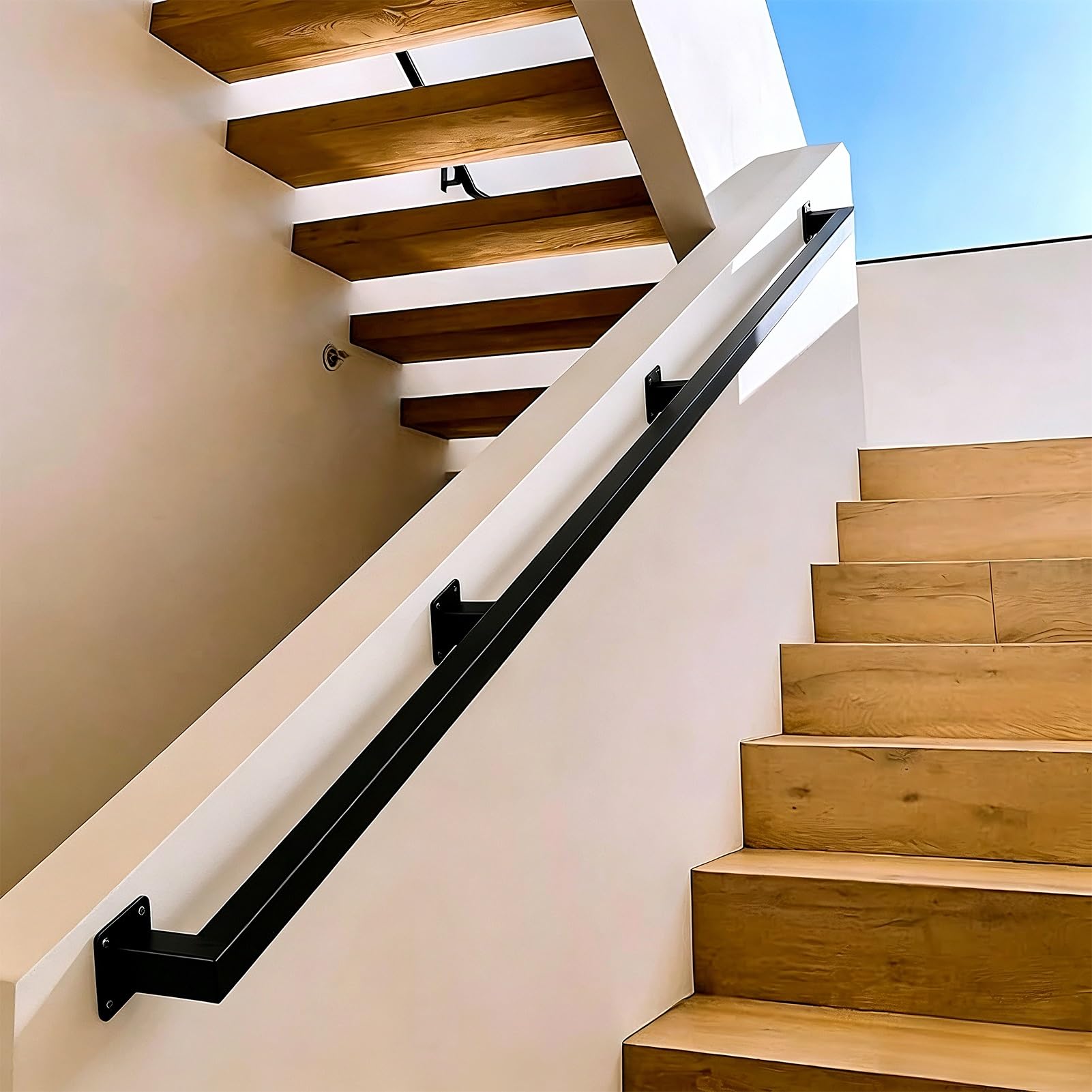 CMBSSTFC Zestaw 120 FT Solidna antypoślizgowa balustrada wewnętrzna do montażu na ścianie Wspornik do bezpiecznych balustrad do domów i tarasów ogrodowych (2,8 m/9,2 stopy)