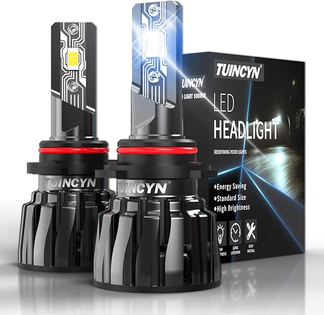 TUINCYN 9012 HIR2 LED Headlight Bulb, +400% Brightness 80W 16000LM 6000K Headlight Conversion Kit 1:1 Halogen/HID Replacement Bulb, 13000RPM Turbo Cooling Fan, IP65 Waterproof, 2PCS(9012/HIR2)