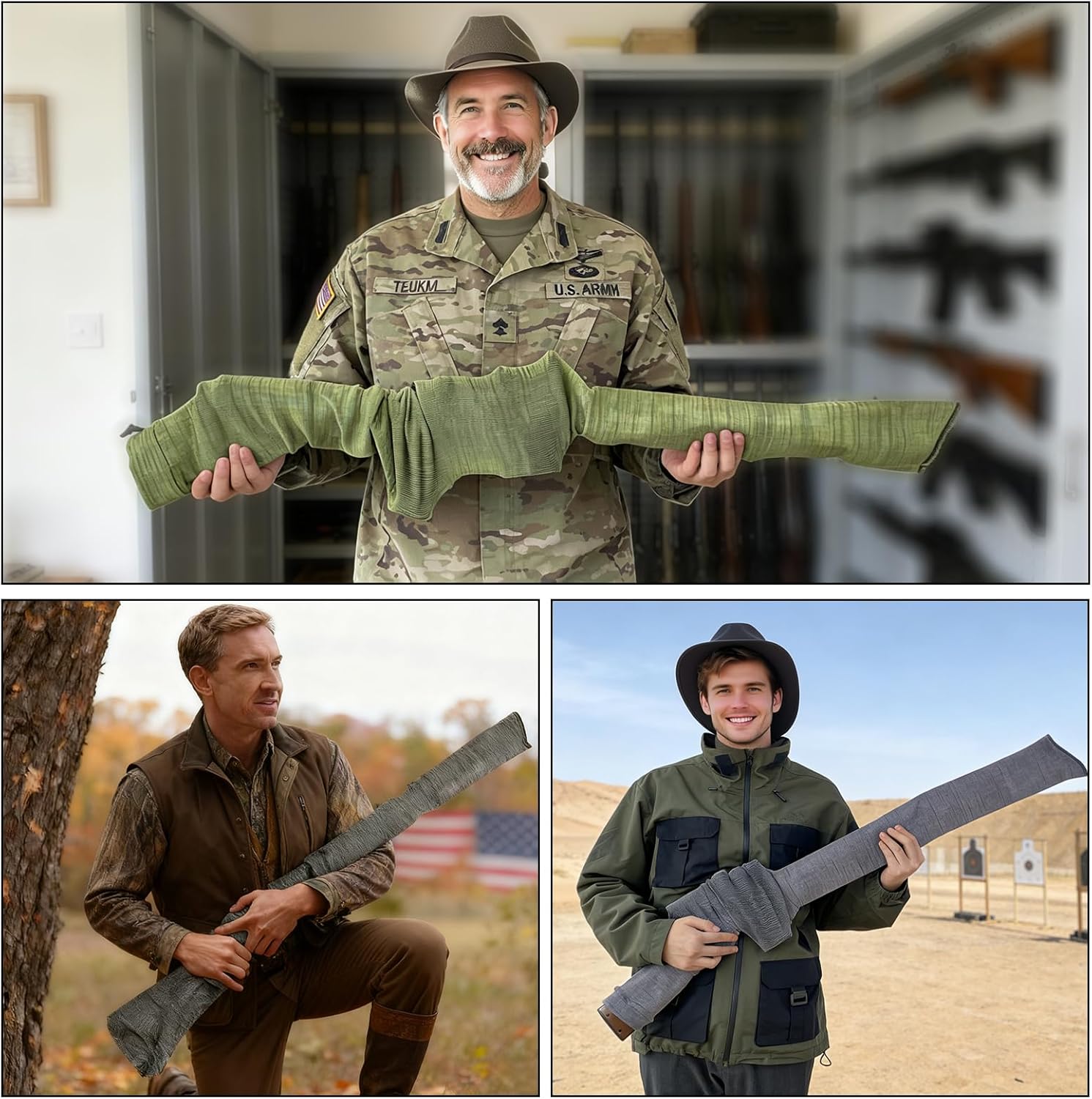 kokkoya Silicone Long Gun Sock for Rifles and Shotguns Gun Sleeve Storage 55 inch Thicken Elastic Design for Hunting Shooting