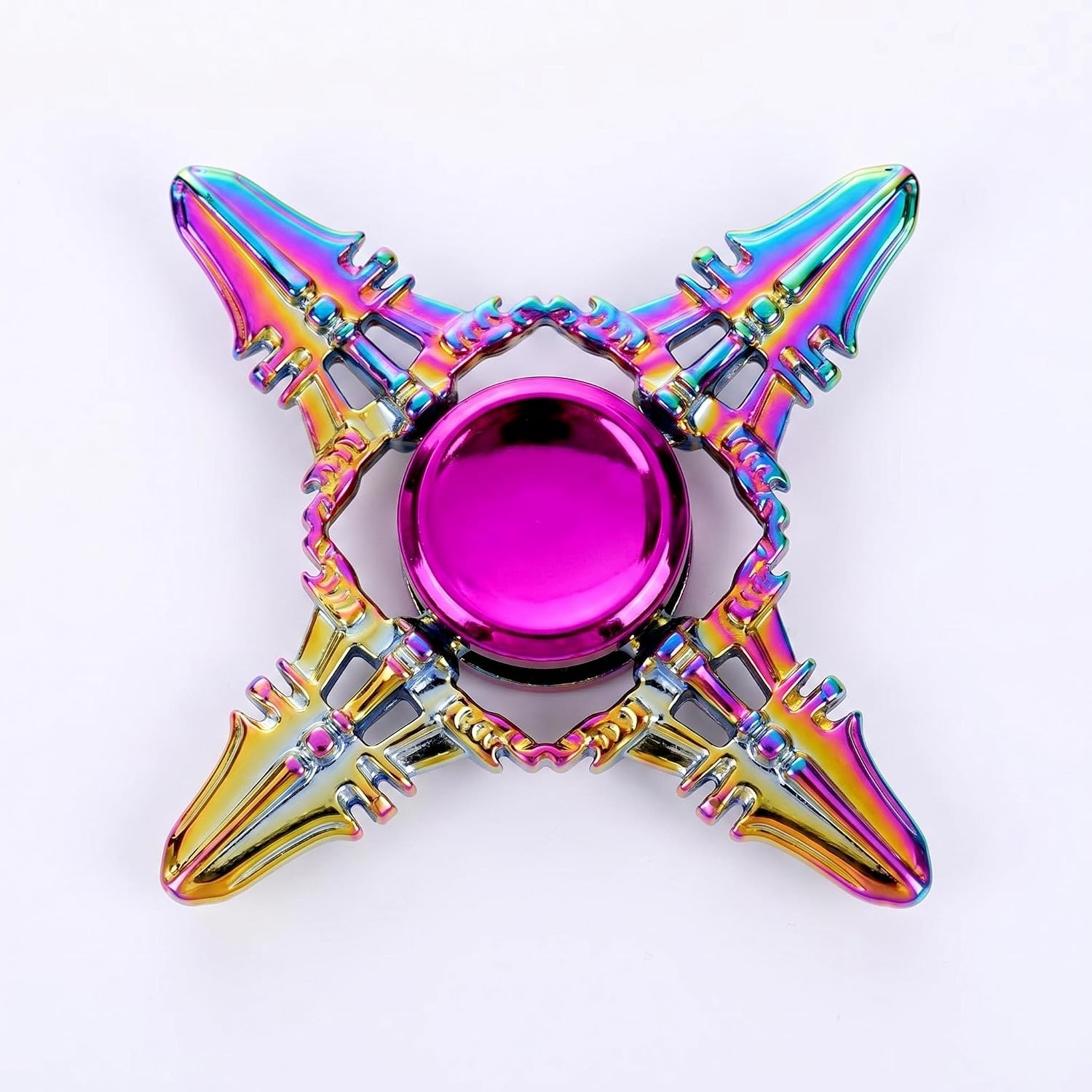 Fidget Spinner Adult Metal, Rainbow Colorful Hand Spinner, Alloy Bearing Fidget Stress Relief for Anxiety ADHD Autism, Single Pack 10cm(Future Era)